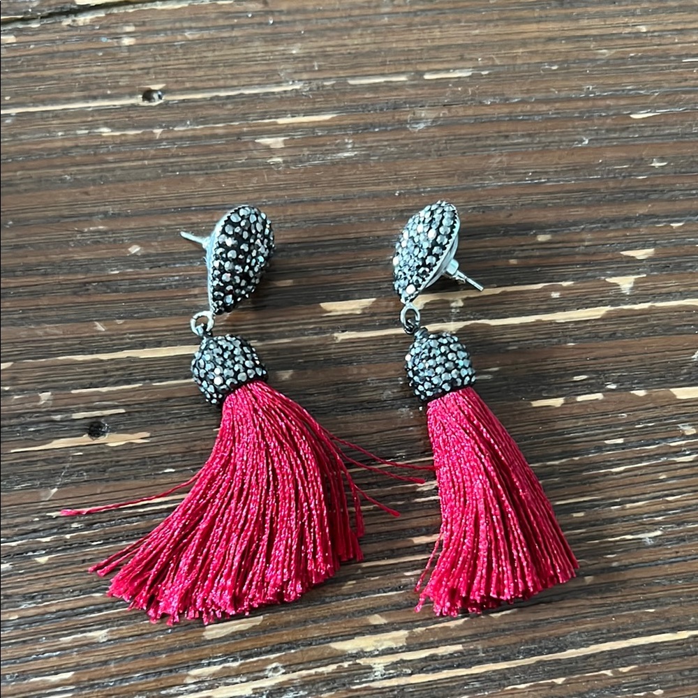 Elegant Pink Tassel Earrings